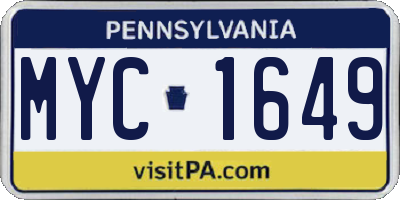 PA license plate MYC1649