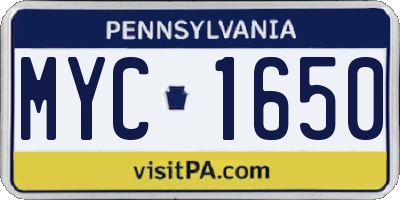 PA license plate MYC1650