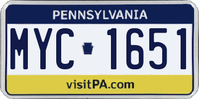 PA license plate MYC1651