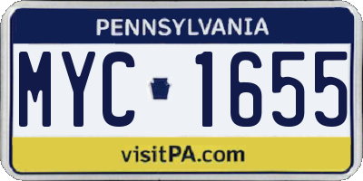 PA license plate MYC1655