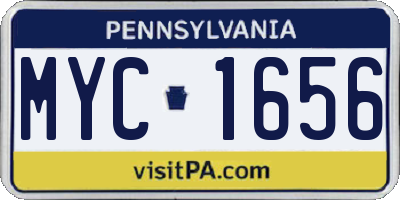 PA license plate MYC1656