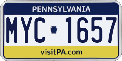 PA license plate MYC1657