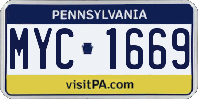 PA license plate MYC1669
