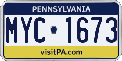 PA license plate MYC1673