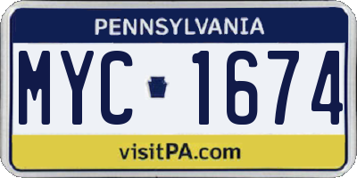 PA license plate MYC1674