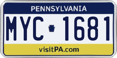 PA license plate MYC1681