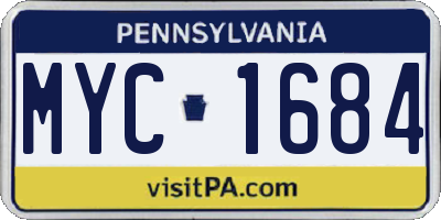 PA license plate MYC1684