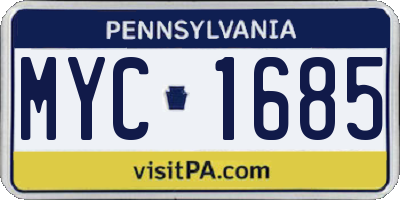 PA license plate MYC1685