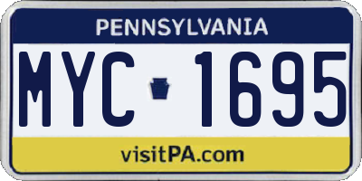PA license plate MYC1695
