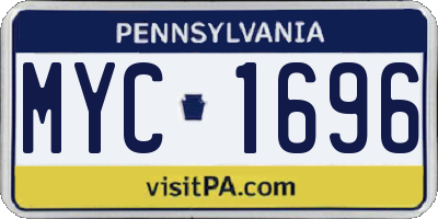 PA license plate MYC1696