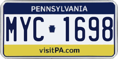 PA license plate MYC1698