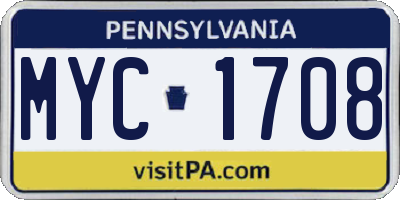 PA license plate MYC1708