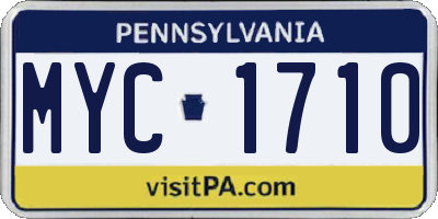 PA license plate MYC1710