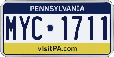 PA license plate MYC1711