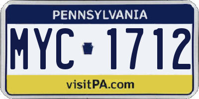 PA license plate MYC1712