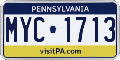 PA license plate MYC1713