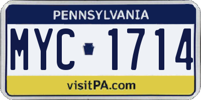 PA license plate MYC1714