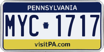 PA license plate MYC1717