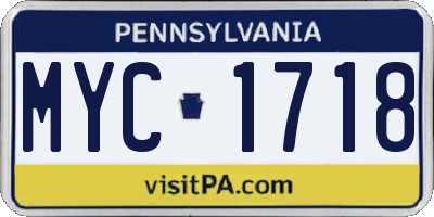 PA license plate MYC1718
