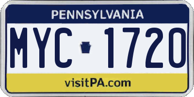 PA license plate MYC1720