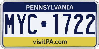 PA license plate MYC1722