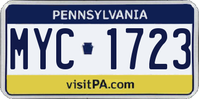 PA license plate MYC1723