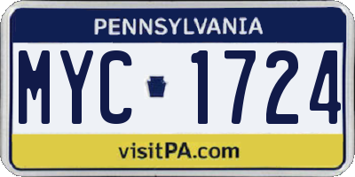 PA license plate MYC1724