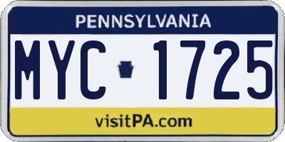 PA license plate MYC1725