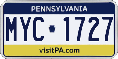 PA license plate MYC1727