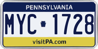 PA license plate MYC1728