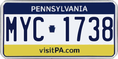 PA license plate MYC1738