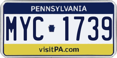 PA license plate MYC1739