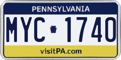PA license plate MYC1740