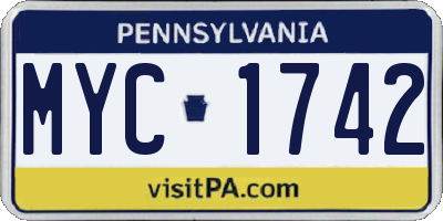 PA license plate MYC1742