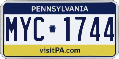 PA license plate MYC1744