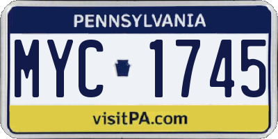 PA license plate MYC1745