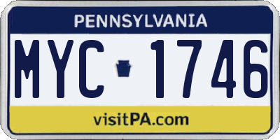 PA license plate MYC1746