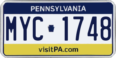 PA license plate MYC1748