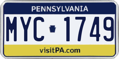 PA license plate MYC1749