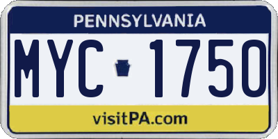 PA license plate MYC1750