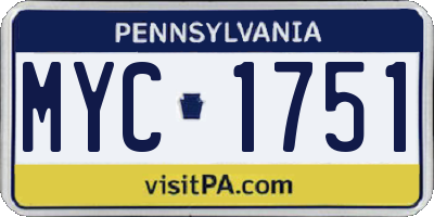 PA license plate MYC1751