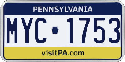 PA license plate MYC1753