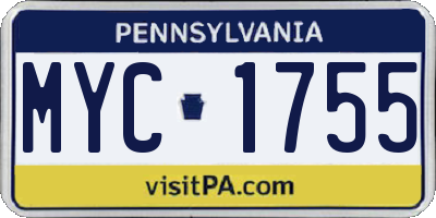 PA license plate MYC1755