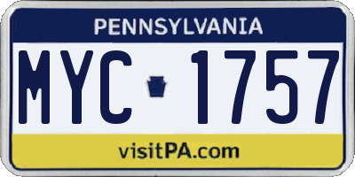 PA license plate MYC1757
