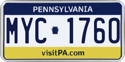 PA license plate MYC1760