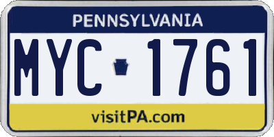 PA license plate MYC1761