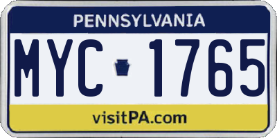 PA license plate MYC1765