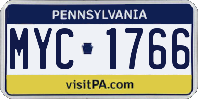 PA license plate MYC1766