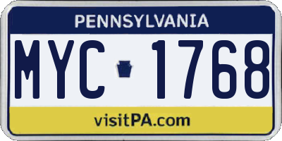 PA license plate MYC1768