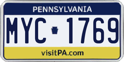 PA license plate MYC1769